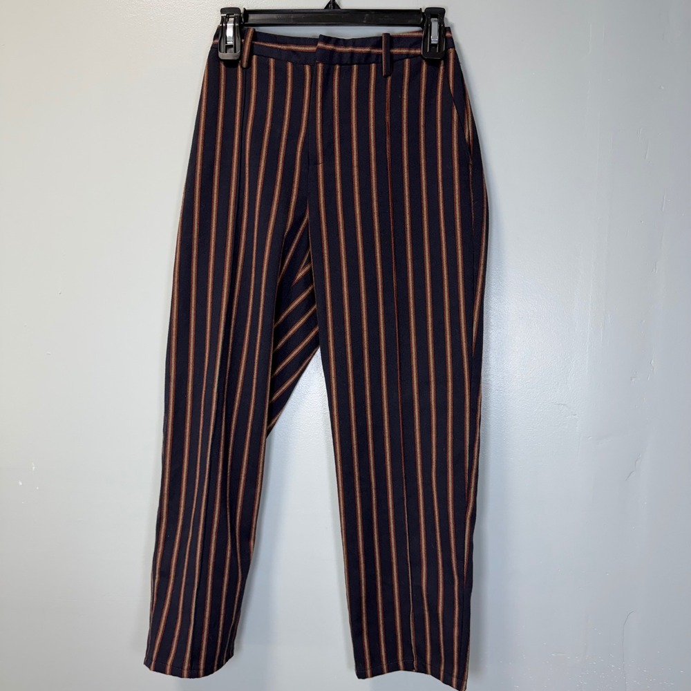 Urban Outfitters Women Navy Rust Striped High Rise Tapered Pants Small